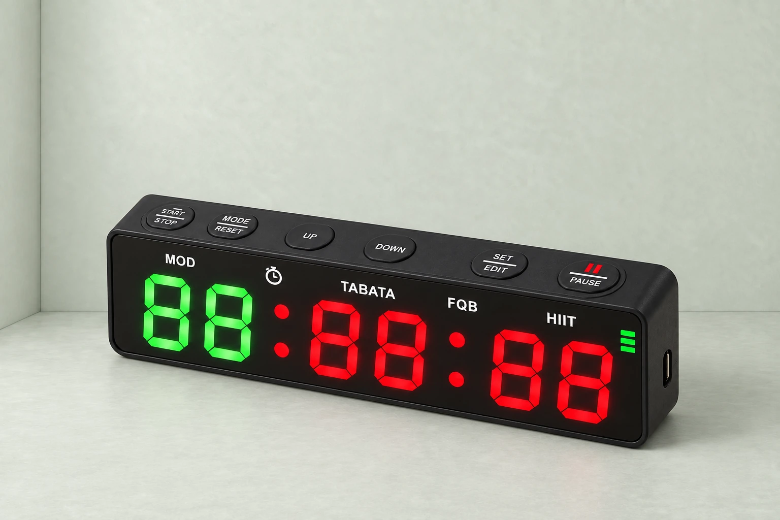 Gym Interval Timer — illustrative studio photograph